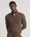 Quince Men's Mongolian Cashmere Quarter Zip Sweater In Brown