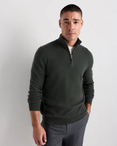 Quince Men's Mongolian Cashmere Quarter Zip Sweater In Green