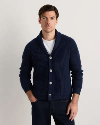 Quince Men's Mongolian Cashmere Shawl Collar Cardigan Sweater In Blue