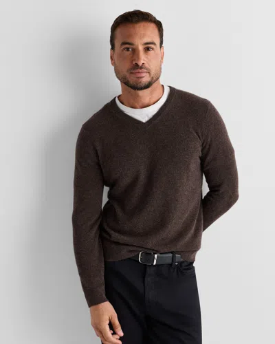 Quince Men's Mongolian Cashmere V-neck Sweater In Brown