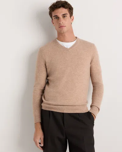 Quince Men's Mongolian Cashmere V-neck Sweater In Brown