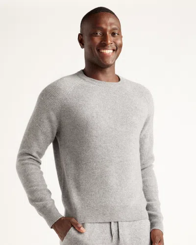 Quince Men's Mongolian Cashmere Waffle Sweatshirt In Heather Grey