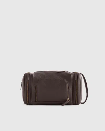 Quince Men's Nappa Leather Toiletry Bag In Dark Brown