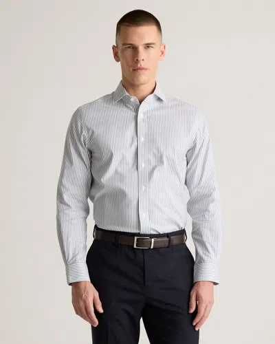 Quince Men's Non-iron Dress Shirt In Light Grey/white Stripe