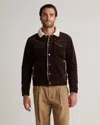Quince Men's Organic Stretch Corduroy Sherpa-lined Trucker Jacket In Espresso