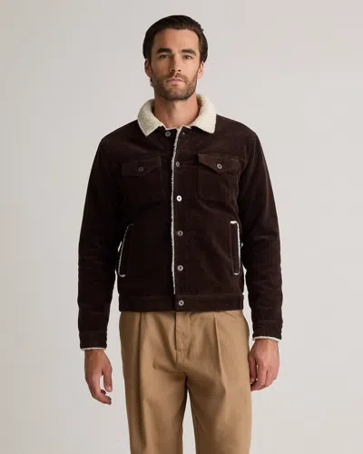 Quince Men's Organic Stretch Corduroy Sherpa-lined Trucker Jacket In Espresso