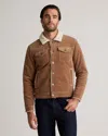 Quince Men's Organic Stretch Corduroy Sherpa-lined Trucker Jacket In Warm Brown