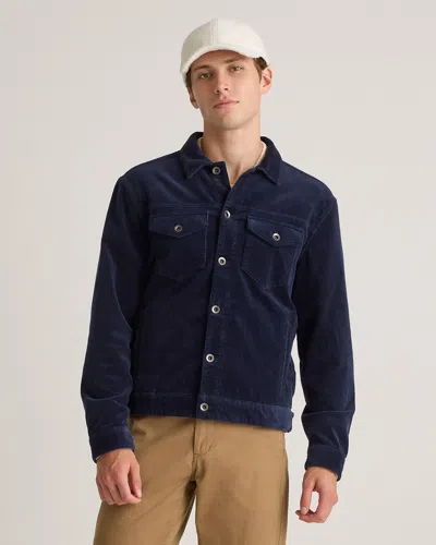 Quince Men's Organic Stretch Corduroy Trucker Jacket In Deep Navy