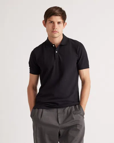 Quince Men's Organic Stretch Luxe Pique Polo Shirt In Black