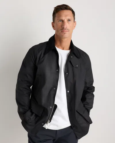 Quince Men's Organic Waxed Cotton Barn Jacket In Black