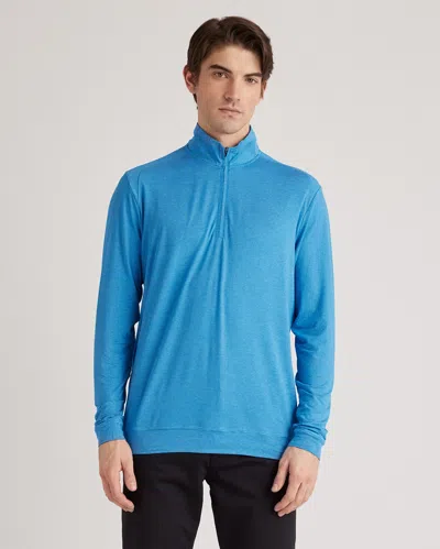 Quince Men's Performance Jersey Golf Quarter Zip Sweaters In Blue