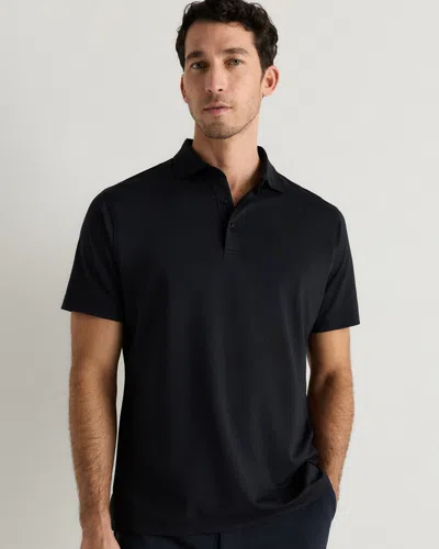 Quince Men's Performance Mesh Golf Polo In Black
