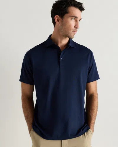Quince Men's Performance Mesh Golf Polo In Blue