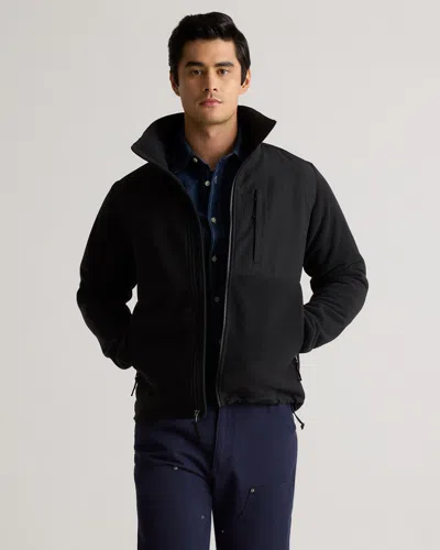 Quince Men's Polar Fleece Full-zip Jacket In Bold Black