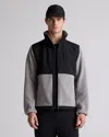 Quince Men's Polar Fleece Full-zip Jacket In Gravel/bold Black