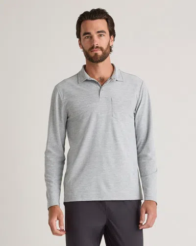 Quince Men's Propique Performance Long Sleeve Polo In Gray