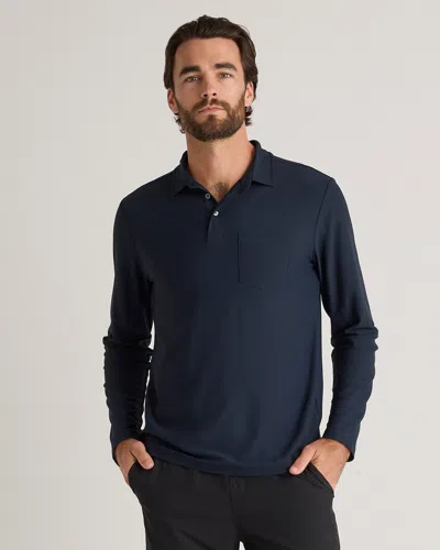 Quince Men's Propique Performance Long Sleeve Polo In Navy