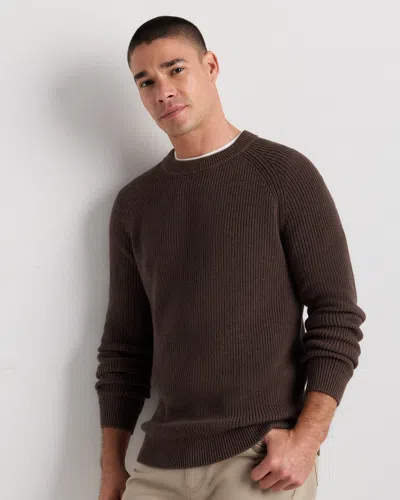 Quince Men's Ribbed Crewneck Sweater In Brown