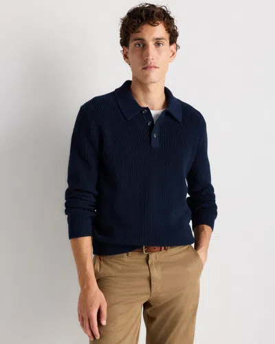 Quince Men's Ribbed Polo Sweater In Blue