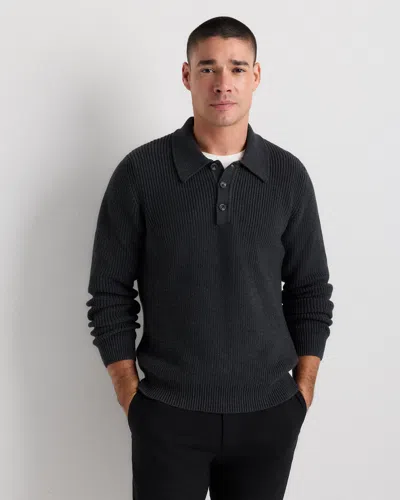 Quince Men's Ribbed Polo Sweater In Gray