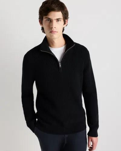 Quince Men's Ribbed Quarter-zip Sweater In Black