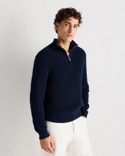 Quince Men's Ribbed Quarter-zip Sweater In Blue