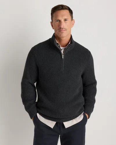 Quince Men's Ribbed Quarter-zip Sweater In Gray