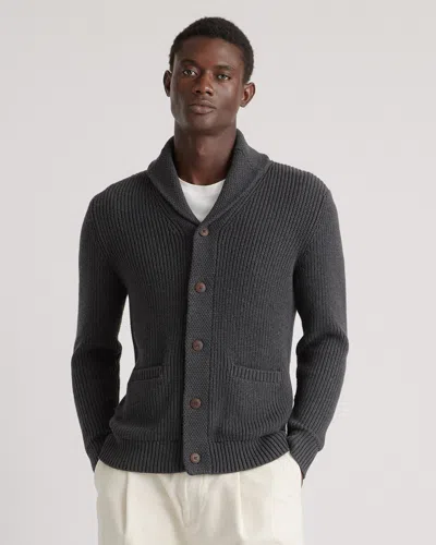 Quince Men's Shawl-collar Cardigan Sweater In Charcoal