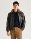 Quince Men's Shearling Collar Leather Flight Jacket