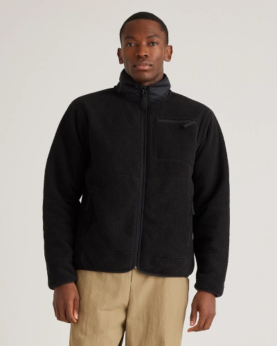 Quince Men's Sherpa Full Zip Jacket In Black