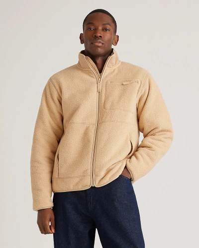 Quince Men's Sherpa Full Zip Jacket In Camel