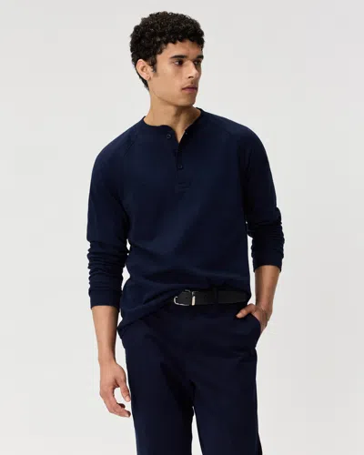 Quince Men's Slub Long Sleeve Henley In Blue