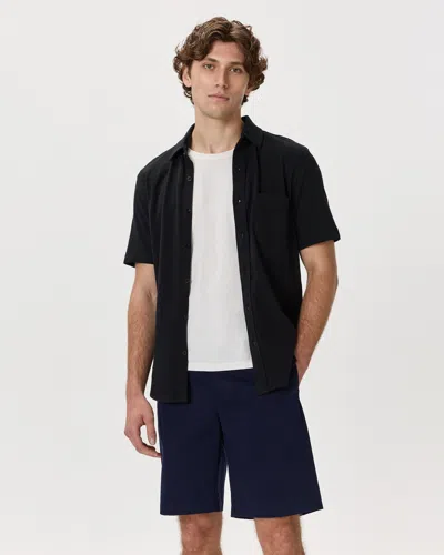 Quince Men's Slub Short Sleeve Button Up Shirt In Black