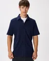 Quince Men's Slub Short Sleeve Button Up Shirt In Blue