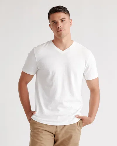 Quince Men's Slub V-neck T-shirt In White