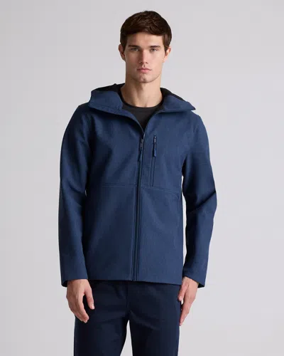 Quince Men's Softshell Fleece-lined Full-zip Hooded Jacket In Heather Deep Navy