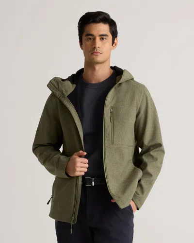 Quince Men's Softshell Fleece-lined Full-zip Hooded Jacket In Heather Olive Oil