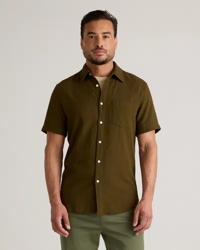 Quince Men's Stretch Selvage Short Sleeve Shirt In Olive