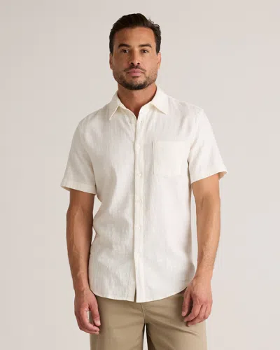 Quince Men's Stretch Selvage Short Sleeve Shirt In White
