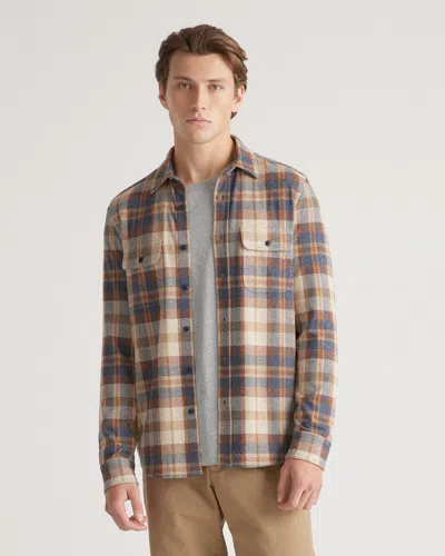 Quince Men's Stretch Sweater Fleece Shirt In Mocha Check