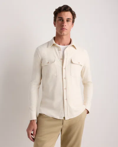 Quince Men's Stretch Sweater Fleece Shirt In White