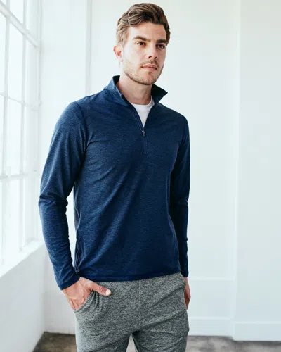 Quince Men's Super Soft Performance Half-zip Pullover In Heather Navy