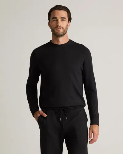 Quince Men's Supersoft Fleece Crew Neck Alpaca Sweater In Black