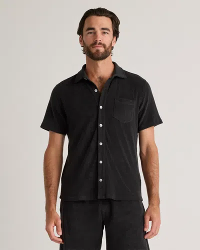 Quince Men's Terry Towel Button Down Polo In Charcoal