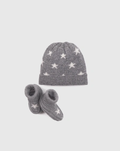 Quince Washable Cashmere Beanie & Bootie Set In Heather Grey
