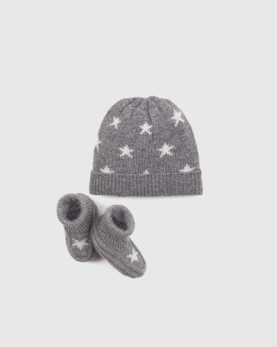 Quince Mongolian Cashmere Newborn Beanie & Bootie In Heather Grey