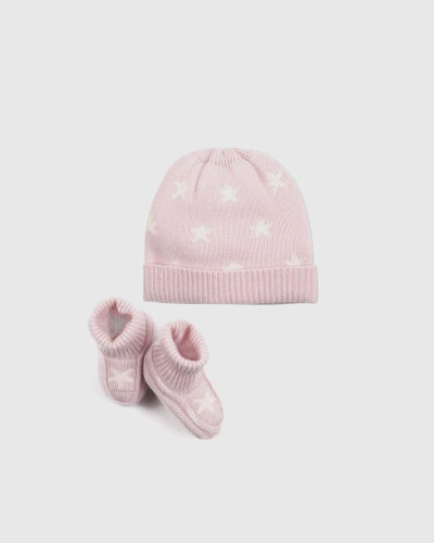 Quince Kids' Washable Cashmere Beanie & Bootie Set In Minimal Pink