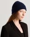 Quince Mongolian Cashmere Ribbed Beanie In Blue