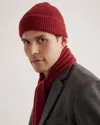Quince Mongolian Cashmere Ribbed Beanie In Crimson