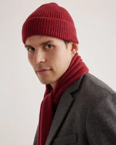 Quince Mongolian Cashmere Ribbed Beanie In Crimson